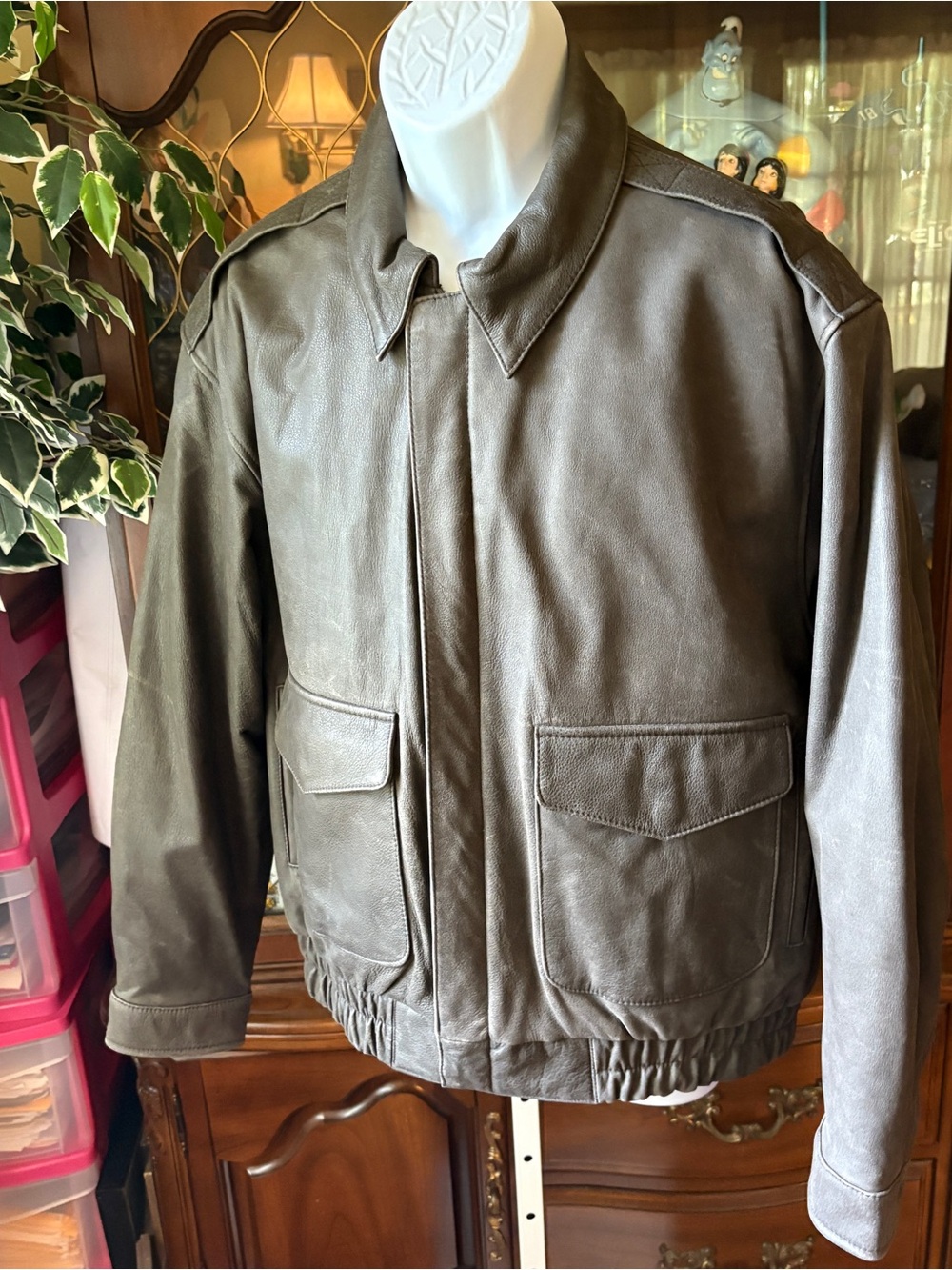 G3 G-III Brown Leather Authentic Bomber Flight Pilot Aviator Coat Jacket Size M
